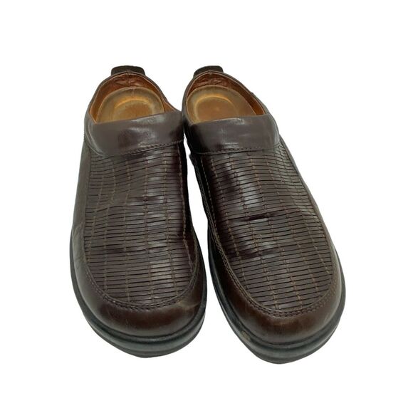 Birkenstock Unisex Footprints Brown Leather Casual Mule Flats Sz EU 42 Narrow - Picture 3 of 13